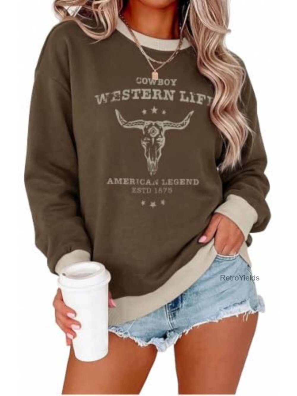 Western Cowgirl Graphic Sweatshirt Crewneck Pullover Rodeo Country Top